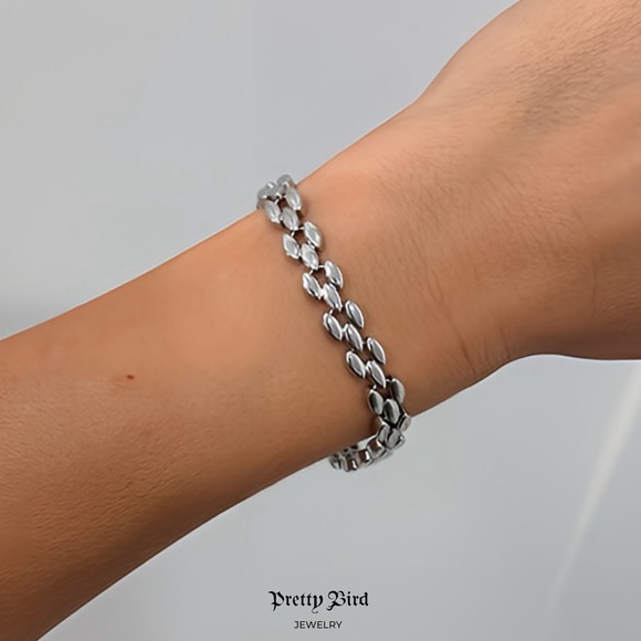 18k White Gold Plated Watch Band Bracelet - Picture 1 of 2